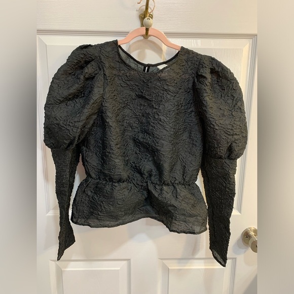 H&M black puffy sleeve blouse top size small - Picture 7 of 7